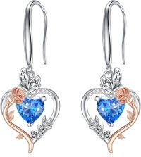 wholesale TOUPOP Topaz December Birthstone Earrings Sterling Silver Rose Heart Topaz Earrings Heart Butterfly Earrings Jewelry Anniversary Birthday Christmas Gifts For Women Her Wife Girlfriend Mom -undefined