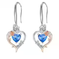 TOUPOP Sterling Silver Topaz Heart Butterfly Earrings-0-0