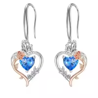 TOUPOP Sterling Silver Topaz Heart Butterfly Earrings-undefined