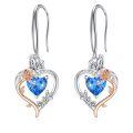 TOUPOP Sterling Silver Topaz Heart Butterfly Earrings-0-0
