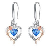 TOUPOP Sterling Silver Topaz Heart Butterfly Earrings-undefined