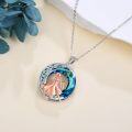 wholesale 925 Sterling Silver Blue Crystal Ballerina Saxophone Pendant Necklace-0-4