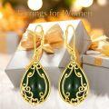 wholesale 14K Gold Plated Sterling Silver Round Natural Jade Earrings for Women-0-28