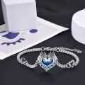 wholesale 925 Sterling Silver Heart-Shaped Blue Crystal Celtic Dragon & Wolf Adjustable Bracelet for Women-0-1