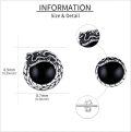 wholesale 925 Sterling Silver Black Onyx Cubic Zirconia Norse Dragon Stud Earrings with VegvÃ­sir and Celtic Knot Design-0-5