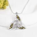 wholesale 925 Sterling Silver Triquetra Pendant Necklaces for Women - Celtic Knot Design with Black and Gold Accents Irish Lucky Charm -0-3