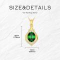 wholesale Gold-Plated 925 Sterling Silver Teardrop Cut Green Cubic Zirconia Halo Pendant Necklace-0-4