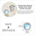 wholesale 925 Sterling Silver Round Blue Moonstone Halo Stud Earrings with Cubic Zirconia Accents-0-4