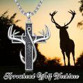 wholesale 925 Sterling Silver Deer Antler Cross Pendant Necklace for Men Hunting s-0-1
