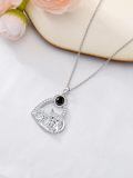 wholesale 925 Sterling Silver Black Pearl Highland Cow Necklace Heart-shaped Pendant-0-3