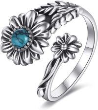 wholesale 925 Sterling Silver Boho Adjustable Vintage Spoon Ring Thumb Ring Statement Jewelry Gift for Women-Daisy