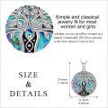 wholesale 925 Sterling Silver Tree of Life Round Pendant Necklace with Blue Abalone Shell Inlay and Celtic Knot Design-0-2