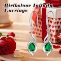 TOUPOP Sterling Silver Infinity Birthstone Earrings Gift for Women-0-2