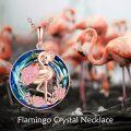 wholesale Rose Gold 925 Sterling Silver Pink Flamingo Blue Crystal Pendant Necklace-0-5