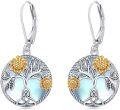 wholesale 925 Sterling Silver Tree of Life & Sunflowers Leverback Earrings for Women Girls Gift-0-0