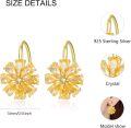 wholesale 925 Sterling Silver Gold Daisy Dangle Earrings with Crystal, 12mm, 3g, Nickel-Free, Hypoallergenic, Gift for Her-0-4