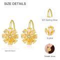wholesale 925 Sterling Silver Flower Drop Earrings Wholesale With Yellow Gemstones-0-4