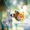 wholesale 925 Sterling Silver Blue Topaz Crystal Butterfly Pendant Necklace for Women 3D Charm Chain Gift Boxed-0-5