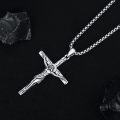 wholesale 925 Sterling Silver Cross Pendant with Jesus Christ Statue on  for Men's s (Length: 24)-0-3