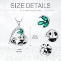 wholesale 925 Sterling Silver Heart-Shaped Mother and Baby Panda Pendant Necklace with Green Stones - Gifts for Women & Girls-0-3