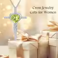 TOUPOP Sterling Silver Peridot Cross Pendant Necklace For Women-0-3