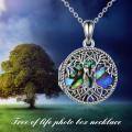 wholesale 925 Sterling Silver Abalone Shell & Turquoise Locket Tree of Life Pendant Necklace for Sisters-0-2