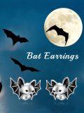 wholesale 925 Sterling Silver Halloween Bat Stud Earrings Gothic  for Her-0-5