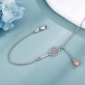 wholesale 925 Sterling Silver Tennis Racket & Ball Charm Bracelet Sporty Gift for Her-0-3