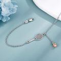 wholesale 925 Sterling Silver Tennis Racket & Ball Charm Bracelet Sporty Gift for Her-0-3