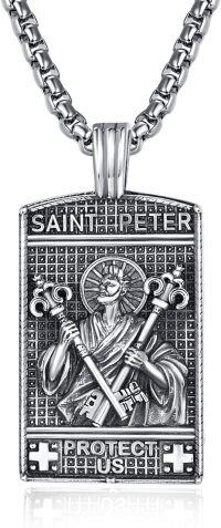 wholesale 925 Sterling Silver St Peter's Key Charm Necklace - Mens Religious-St Peter