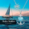 wholesale 925 Sterling Silver Heart-Shaped Larimar Anchor Cross Pendant Necklace for Women-0-3