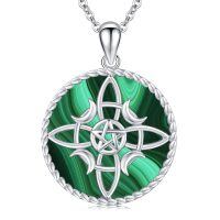 wholesale 925 Sterling Silver Celtic Knot Pendant-A2-Malachite