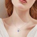 wholesale 925 Sterling Silver Mother's Day Gift Blue Butterfly Crystal Heart Pendant Necklaces for Women I Love You Forever s-0-1