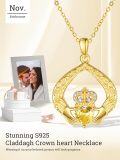 wholesale 925 Sterling Silver Claddagh Birthstone Pendant Necklaces for Women-0-5