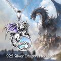 wholesale 925 Sterling Silver Purple Moonstone Dragon Pendant Necklace-0-2