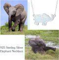 wholesale 925 Sterling Silver Opal Elephant Pendant Necklace Lucky Running Jewelry Birthday Gifts for Women-0-4