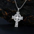 wholesale Silver Celtic Cross Pendant Necklace for Men with 2 5mm 22 +2 Adjustable Rolo Chain-0-1