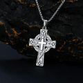 wholesale 925 Sterling Silver Celtic Cross Pendant Necklace for Men with 2.5mm 22 +2  Rolo Chain-0-1