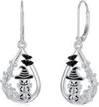 wholesale 925 Sterling Silver Teardrop Witch Hat Pumpkin Bat Gothic Halloween Dangle Earrings-02-Pumpkin Skeleton
