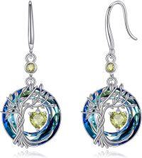 wholesale  925 Sterling Silver & Peridot Tree of Life Earrings - August Birthstone Jewelry for Women-08-Aug-Peridot