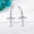 wholesale 925 Sterling Silver Heart & Infinity Cross Dangle Earrings with Cubic Zirconia Stones for Women-0-3