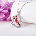 wholesale 925 Sterling Silver Red Cardinal Bird in Heart Pendant Necklace for Women Gifts-0-1