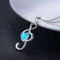 wholesale 925 Sterling Silver Blue Fire Opal Heart Treble Clef Pendant Necklace for Women-0-1