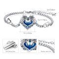 wholesale 925 Sterling Silver Heart-Shaped Blue Crystal Celtic Dragon & Wolf Adjustable Bracelet for Women-0-4