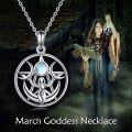 wholesale 925 Sterling Silver Moonstone Triple Goddess Pentacle Necklace for Women Witchcraft Pagan Jewelry-0-4