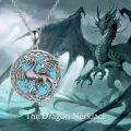 wholesale 925 Sterling Silver Turquoise Stone Celtic Dragon Pendant Necklace for Women-0-5