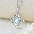 wholesale 925 Sterling Silver Witches Knot Birthstone Necklace Wicca Moon Celtic Pendant-0-6