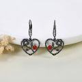 wholesale 925 Sterling Silver Red Heart & Black Rose Infinity Dangle Earrings  for Women-0-1
