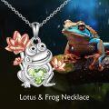 wholesale 925 Sterling Silver Green Crystal Heart Frog Charm Pendant Necklace s for Women-0-3