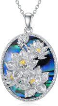 wholesale 925 Sterling Silver Abalone Shell Flower Pendant Necklace for Women Girls-0-0